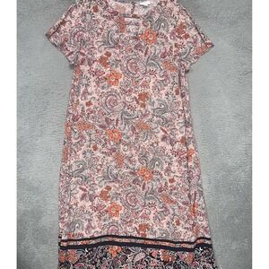 J Jill Long Dress Womens Sz XL Multi Color Floral Print Paisley Tunics Boho Maxi